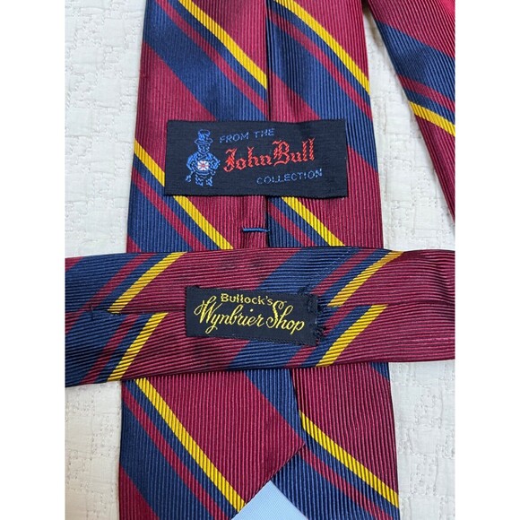 Vintage 1970's Bullocks‎ Tie Slant Stripe John Bull Wynbrier Shop 4"W 58"L - Picture 1 of 5